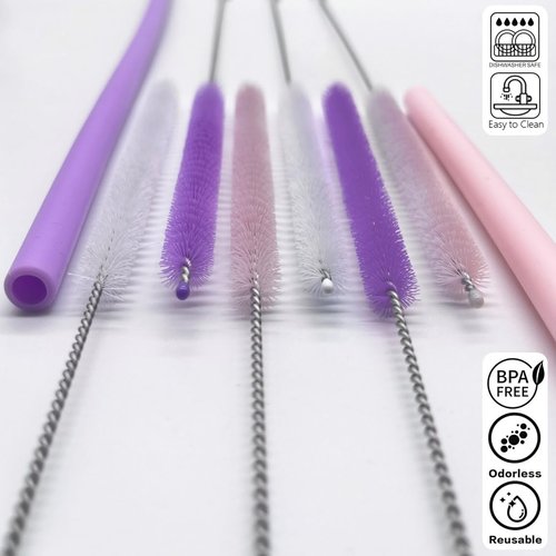 Straw cleaner brush straw brush for 40 oz stanley straw cleaner brush extra long 12 inch, Nylon Stainless steel small cleaning brush—Pink&Purple series