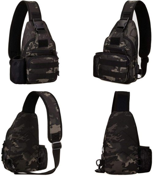 HUNTVP Small Tactical Sling Chest Pack Bag Molle Daypack Backpack Military Crossbody，Type1- ACU Camouflage