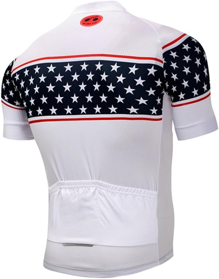 Weimostar Men's USA Cycling Jersey Short Sleeve Biking Shirts Breathable with Pockets