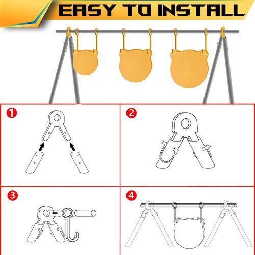 KNUOPYT Ar500 Steel Shooting Targets 3/8" Gong Targets Hanging Kit - Laser Cut Including 3 Pcs 4”/6”/8” 6 Pcs Hanging Hooks 4 Pcs Lock Pins 2 Pcs Leg Brackets Yellow (Yellow-Circular-kit)