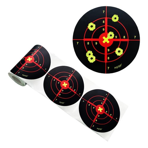 PISTEP Splatter Shooting Targets 6 Inch Reactive Paper Target Stickers 100 Self Adhesive Target Roll for BB Gun, Pellet Gun, Airsoft, Rifle Indoor and Outdoor Shooting Range