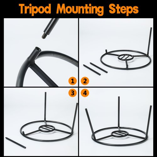 Oprika Campfire Tripod With 304 Stainless Steel Mesh, Portable Camping Tripod for Cooking, Campfire Grill Tripod, Rust-Resistant Campfire Cooking Stand, Adjustable Campfire Tripod Legs for Picnic, BBQ