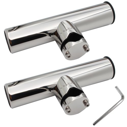 Tripquips 2Pcs Fishing Rod Holder, Rail Mount Fishing Pole Holder, Stainless Tournament Style Clamp on Rod Holder for Rails 3/4" to 1", 7/8" to 1"