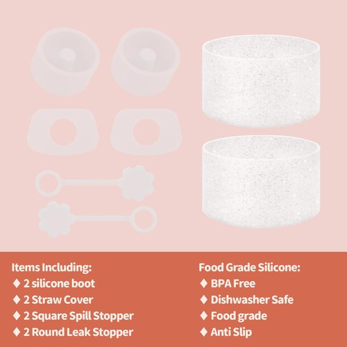 SALUOKE Stanley Cup Accessories 8 Pcs, Including 2 Straw Cover Cap, 2 Square Spill Stopper, 2 Round Leak Stopper, 2 Pcs Silicone Boot for Stanley H2.0 40oz 30oz Tumbler （clear）