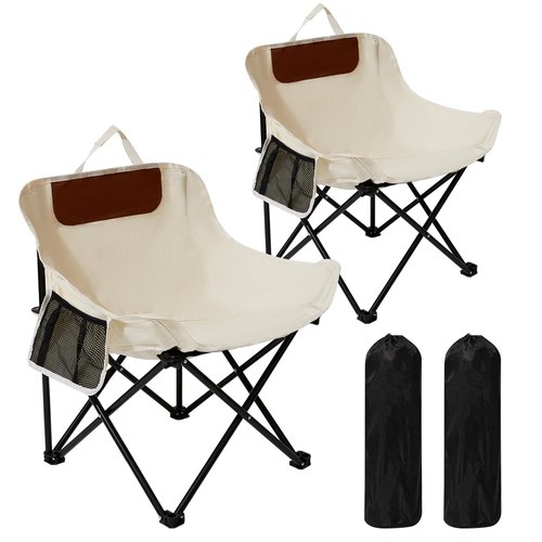 SHANQUAN 2 Pack Folding Camping Chair, Compact Camp Chair,Outdoor Lawn Portable Lightweight Backpacking Chair with Carrying Bag for Outdoor Camp,Travel,Beach,Picnic,Fishing, Hiking (Beige)