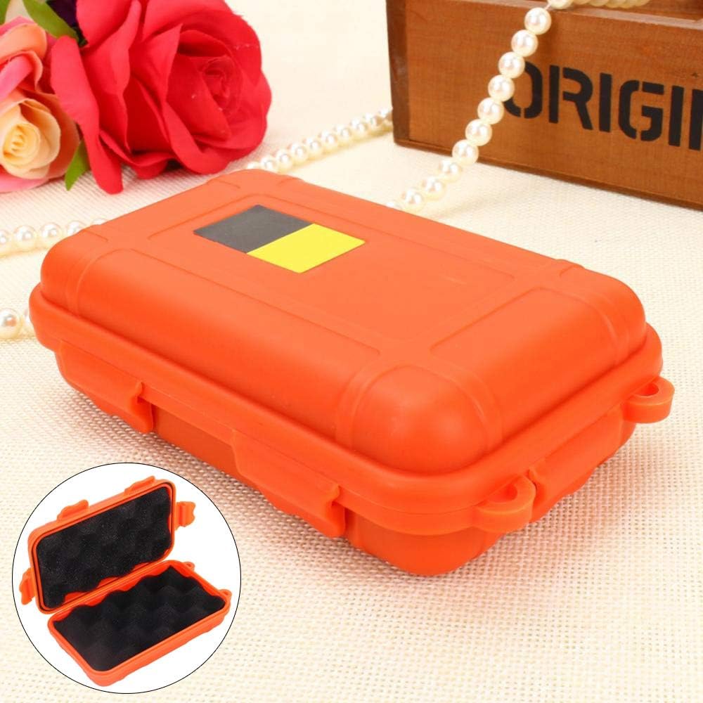 Outdoor Survival Storage Box, Shockproof Box Plastic Tool Box Enclosure Airtight Survival Case Container Storage Travel Sealed Containers Carry Box For Camping Fishing (S, Orange)