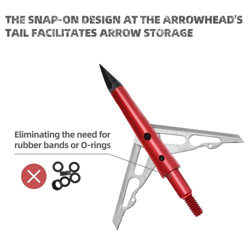 DEEPOWER Mechanical Broadheads 100 Grain 2 Blade Archery Hunting 6 Pack Arrow Tips 2" Cutting Diameter (100 Grain)