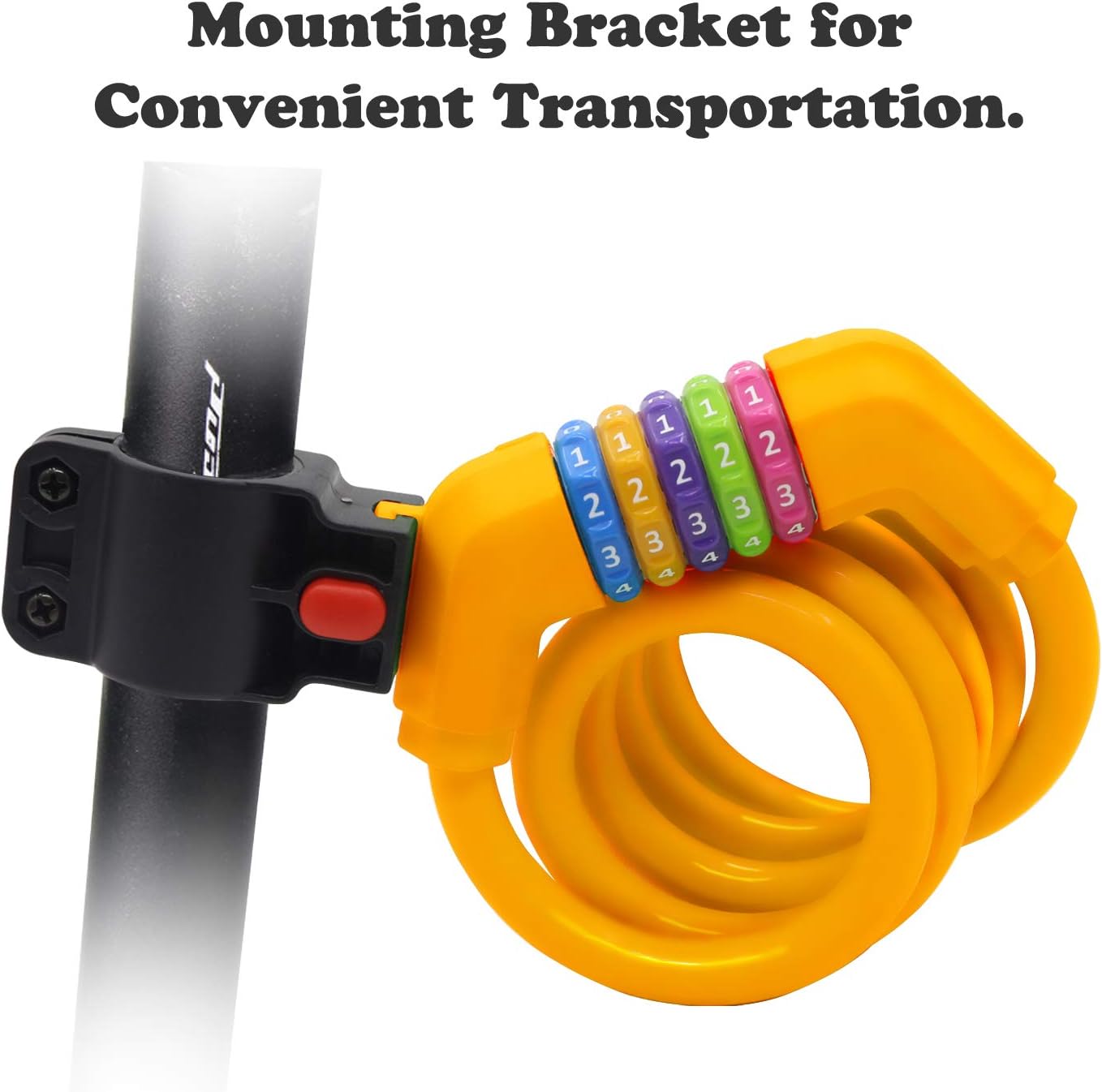Sport Bike Lock Cable, 4-Feet Bicycle Cable Lock with 5-Digit Resettable Combination Bike Cable Lock Orange
