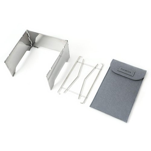 HAWOK Folding Outdoor Stove Stainless Steel with Stainless Steel Grill and Carrying Bag, 8.7"D x 8"W x 4.7"H, Portable Wood Burning Stainless Steel Grill