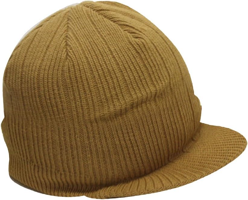 The Vintage Year Plain Sports Visor Billed Knit Radar Cuff Beanie