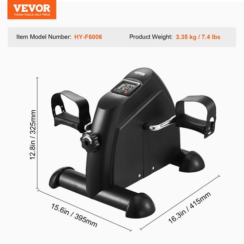 VEVOR Under Desk Bike Pedal Exerciser, Mini Exercise Bike for Arm/Leg Exercise, Multi-level Resistance Pedal Exerciser for Home Office Workout, Cycling Portable Peddler with LCD Display & Non-Slip Mat
