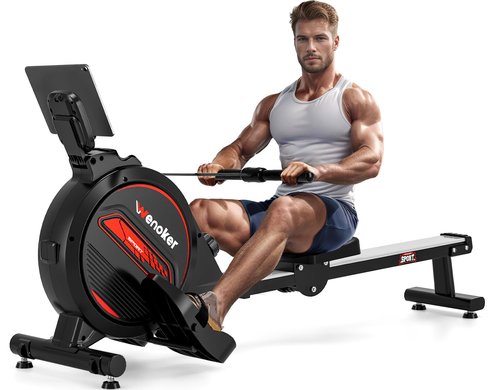Rowing Machine, WENOKER Magnetic Rower for Home with 350LB Weight Capacity, Whisper Quiet Resistance, LCD Monitor & Tablet Holder, Comfortable Seat Cushion, Compact Space-Saving Design