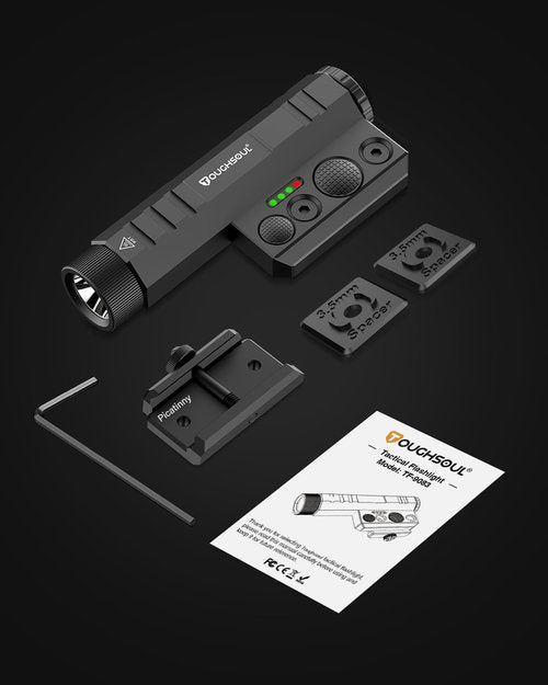 TOUGHSOUL Mlok/Picatinny Tactical Flashlight 2400 Lumen with Momentary Strobe Function, Weapon Light with Rechargeable Battery and Battery Level Indicator