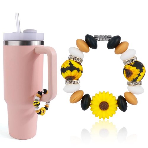 Dannir Cup Charm Beaded Making Kit, Tumbler Accessories, Keychain, Handbags Decoration Charms, Silicone Crafts for Stanley Water Bottle Art Set, Yellow Daisy