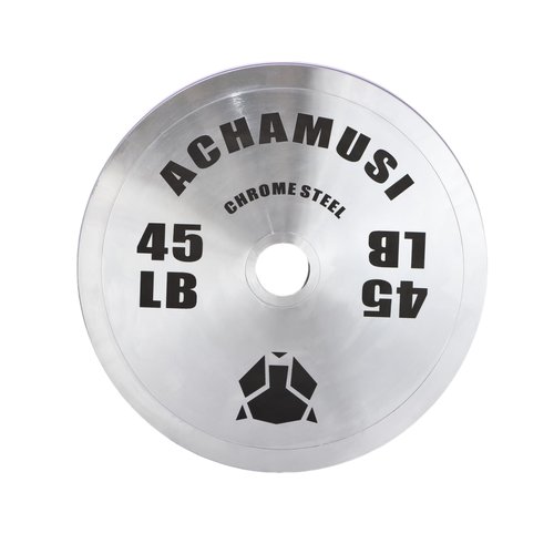 Achamusi Olympic Weight Plates，Steel 2-Inch Weight Plate For Strength Training，Weightlifting - Single Or Pair (Black-45LB Single)