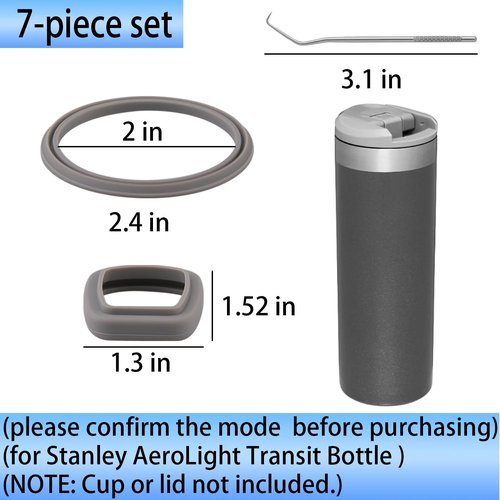 (7 Pack) ubber Seal Replacement for Stanley AeroLight Transit Bottle,Seal Gasket for Stanley AeroLight 16oz/20oz Transit Bottle Leak Proof Insulated Travel Tumbler (7, Black/Gray/Green)