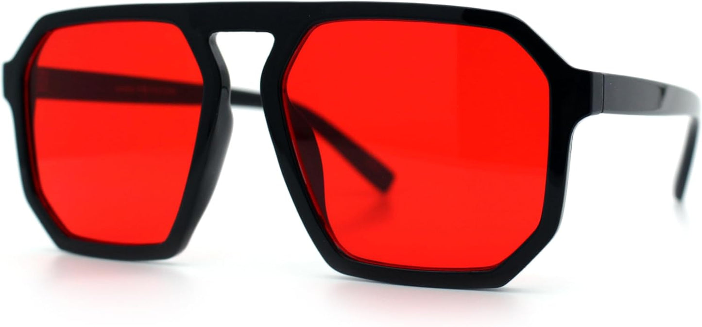SA106 Mens Octagon Geometric Plastic Racer Mob Pilots Sunglasses