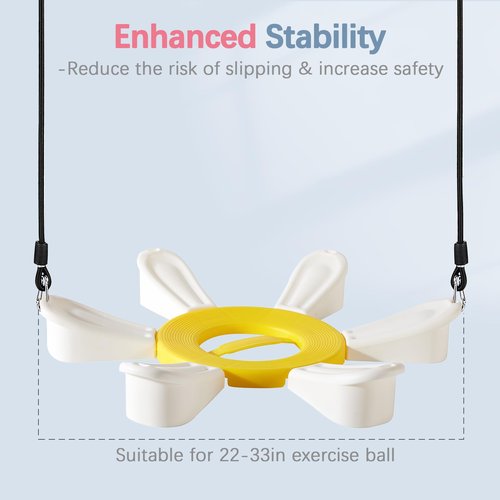 kisnbld Exercise Ball, Daisy Shaped Yoga Ball Base with Resistance Bands for Stability, Yoga, Balance & Preganancy, Anti-Burst Ball Chair for Office, Home & Gym(65cm/22in)