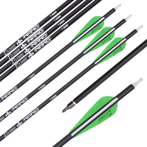 Archery Bow Carbon Arrow Hunting Target Practice Arrows 28 Inch with Removable Tips for Compound & Recurve Bow Spine 500 6PCS Pack