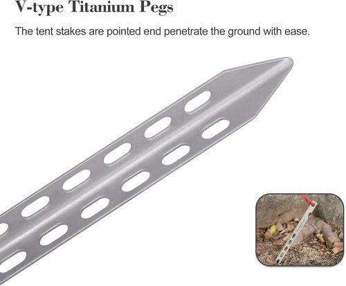 iBasingo 6pieces/Lot Ultralight Titanium Tent Pegs Outdoor Camping Tent Stakes for Sand Heavy Duty Portable Tent Nail for Garden Picnic A-Ti4008P