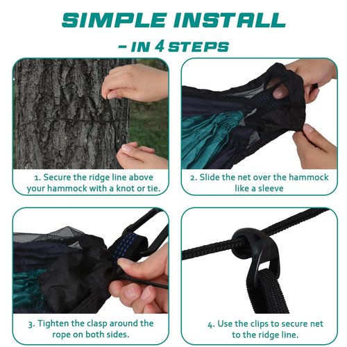 HIKERBRO Hammock Bug Net - XL Mosquito Net for Hammock, Ultralight Portable Netting, Easy Access Double Sided Zippers, 360 Degree Protection for Camping & Yard, with Attached Stuff Sack, Black