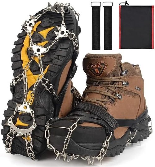 Ice Trekkers for Boots - Crampons Ice Cleats Traction Snow Grips for Boots Shoes with 23 Stainless Steel Spikes Anti Slip for Walking,Hiking,Climbing,Fishing and Mountaineering (Medium)