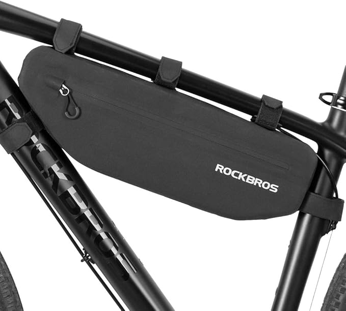 ROCK BROS Bike Frame Bag Waterproof Bike Triangle Bag Bicycle Under Top Tube Bag Corner Pouch Storage Bag Approx. 3 Litres for Cycling Accessories