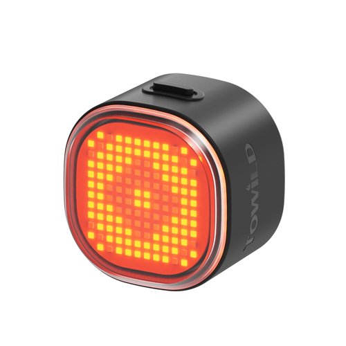 TOWILD TL08 Bike Tail Light - Customized Patterns Full-Color Bike Rear Light, Brake Sensing, USB-C Rechargeable, IPX6 Waterproof (Black)