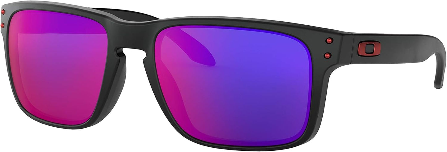 Oakley Holbrook Sunglasses (Matte Black Frame / Positive Red Iridium Lens) with USA Flag Lens Cleaning Kit