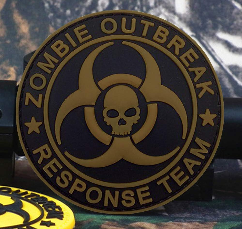 Zombie Outbreak Response Team Patch Biohazard Patches Embroidered Applique Hook&Loop Patch Tactical Patch(Black+Green)