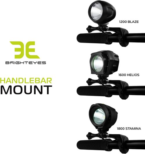 BRIGHT EYES - Mounts Compatible with Action Cameras, for 1200 (Blaze),1600 (Helios) & 1800 (Stamina) Lumen Bike Lights. Also Fits All Other Similar Lights (Lights not Included).