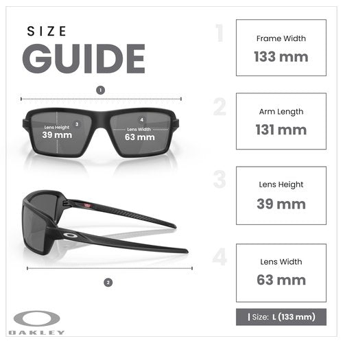 OAKLEY Cables OO9129 912902 63MM Matte Black/Prizm Black Polarized Rectangular Sunglasses for Men+ Bundle Accessory Leash Kit, Microfiber Pouch