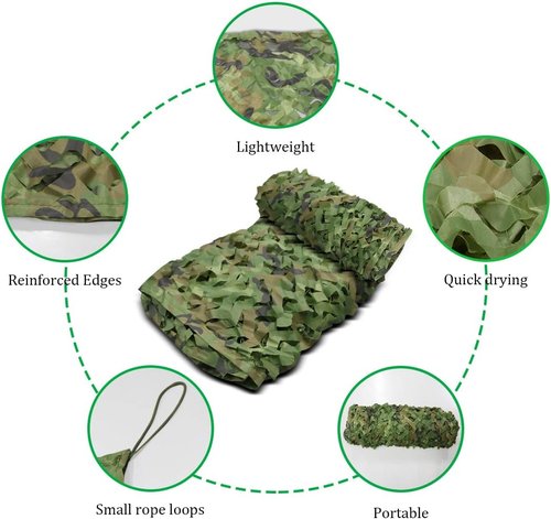 DUNCHATY Camo Netting, Camouflage Mesh Netting for Hunting Blinds, Woodland Mesh Perfect Camonetting for Camping Shooting Hunting, Military Theme Party Decoration Sun Shade Outdoor
