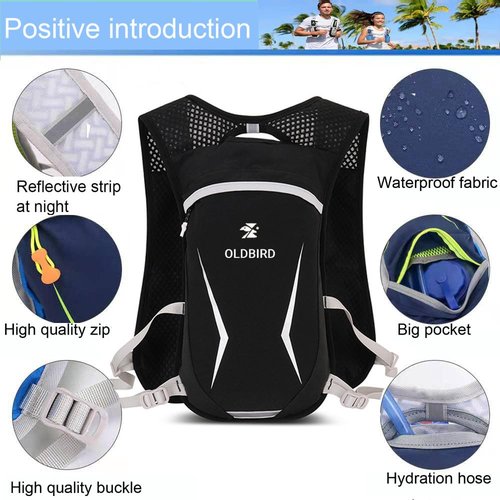 Lightweight Hydration Vest with 1.5L Water Bladder - Breathable Backpack for Running Cycling Hiking Marathon - Men Women (Purple Black)