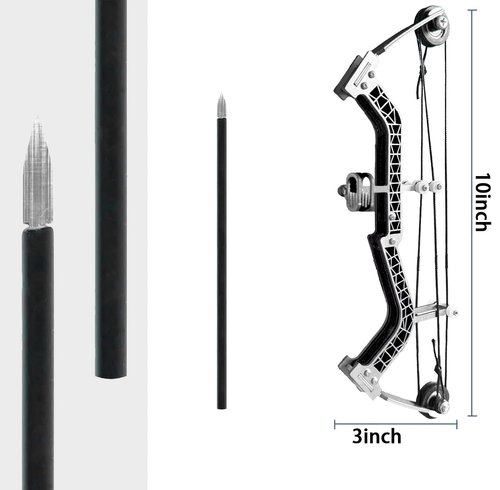 Archery Set Compound Bow Stainless Steel Training Bow Outdoor Sports Hunting Cool Stuff Professional Competition Black Style Length 10 inches