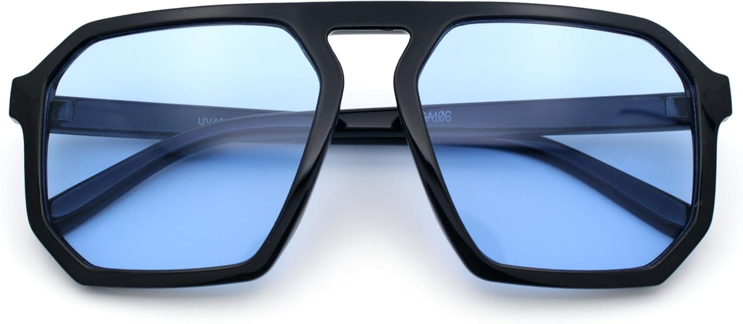 SA106 Mens Octagon Geometric Plastic Racer Mob Pilots Sunglasses