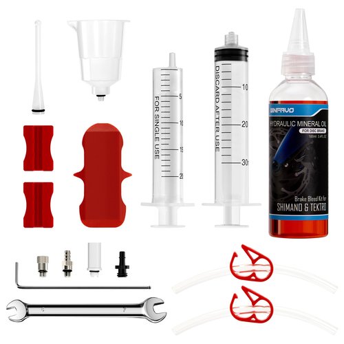 WINFAVO Bike Brake Bleed Kit: for Shimano & Tektro Hydraulic Disc Brakes, Including High Performance Mineral Brake Fluid (100ml)