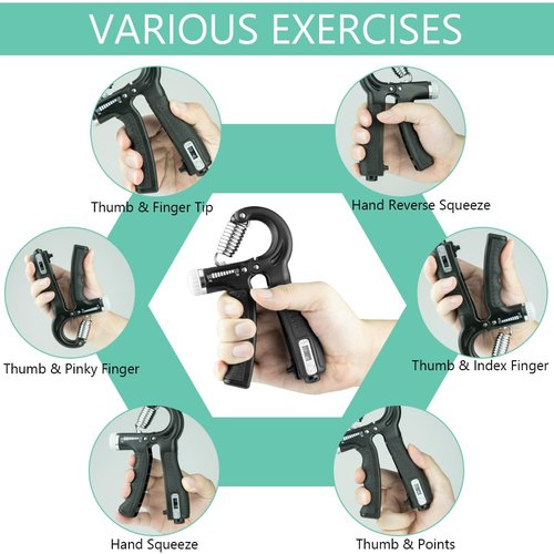 SUCITY Hand Grip Strengthener Trainer - Hand Strengthener & Grip Strength - Forearm Grip Adjustable Resistance - Finger Stretcher, Hand Gripper, Finger Exerciser for Men/Women
