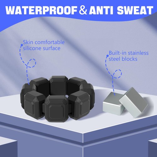 Silicone Weight Bearing Bracelets, 0.33lb x 1 Pair for Women and Kids, lightweight Wrist＆Ankle Weights with Elastic String, Portable Mini Excercise Wrist Weights for Walking,Running,Yoga,Dance,Gymnastics and Aerobics - Black
