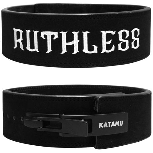 Katamu Ruthless Premium Weightlifting Belt - Lever Weightlifting Belt - Men and Womens Power Lifting Belt - Leather (Large)