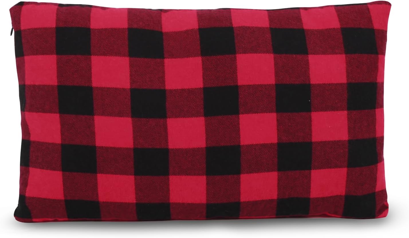 REDCAMP Small Camping Pillow Lightweight and Compressible, Flannel Travel Pillow with Removable Pillow Cover, 2 Pack