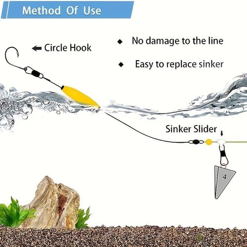 YOTO Sinker Slide for Fishing - 30/60pcs Fishing Weight Slides and Line Connectors