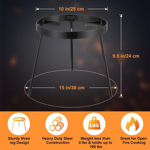 Campfire Tripod for Dutch Oven, Portable Camping Tripod for Open Fire Cooking, Rust-Resistant Cooking Stand