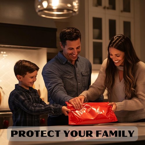M&MBROTHERS Emergency Fire Blanket - Fire Suppression Safety Blanket for Kitchen, Car, Office, and Home - Compact and Easy to Use - Heat Resistant for Fire Safety
