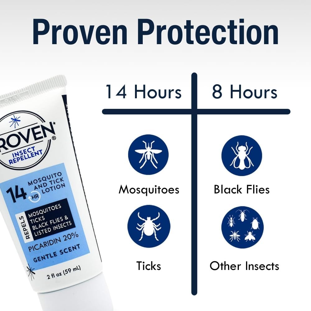 Proven Insect Repellent Lotion, Keep Mosquitoes, Ticks and Flies Off, DEET Alternative Repellent, Up to 14-Hour Protection, Great for Outdoor Camping and Hiking, 6 Ounce, Odorless Lotion