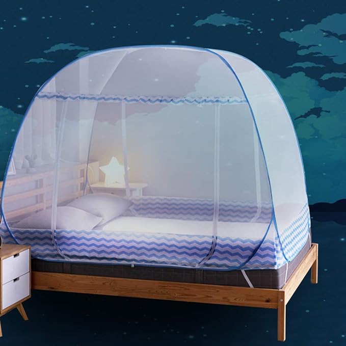 Jsanh Folding Mosquito Net Tent Canopy Curtains for Beds Pop Up King Size Portable Netting with Bottom Baby Adults L80XW72XH62inch