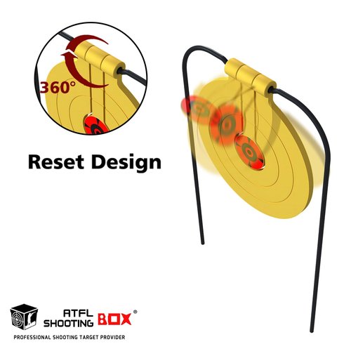 Atflbox Two in One Self-Healing Resetting Target, 8 Inch Gong High Caliber Spinner Target, Shooting Targets for Rifle, Pistol, Airgun, Handgun (Yellow)