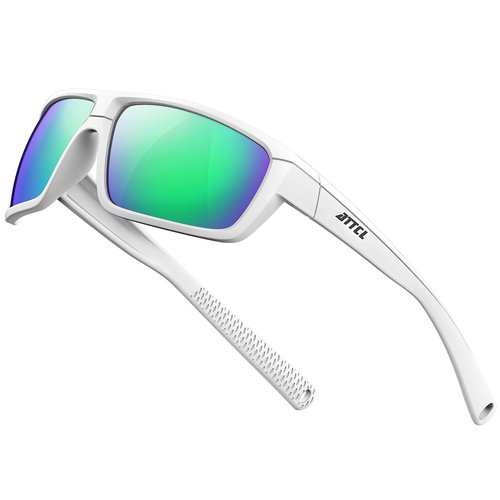 ATTCL Bundle Polarized Wrap Sunglasses For Men+Night Driving Glasses for men:(5001-White+green)+(5001-Night Driving Glasses)