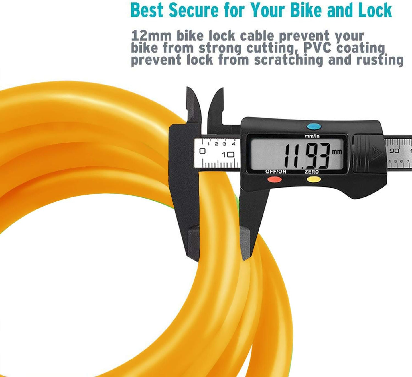 Sport Bike Lock Cable, 4-Feet Bicycle Cable Lock with 5-Digit Resettable Combination Bike Cable Lock Orange