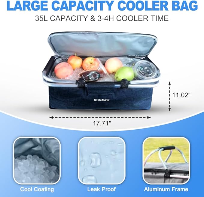 Collapsible Wagon with Removable Canopy, 3-in-1 Heavy Duty Garden Cart with Big All-Terrain Wheels, Brakes, Adjustable Push Pull Handle, Cooler Bag, 300LBS Wagon Cart for Camping (Grey)